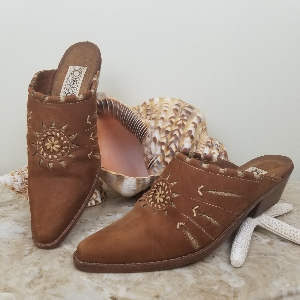 CIRCLE S Western Inca Leather Mules Inca Sz 7